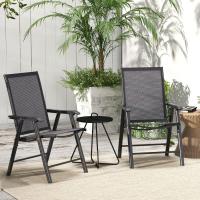 2 Sillas Camping Plegables Sillas Plegables Jardín Exterior Acolchadas en Malla con Marco Acero y Reposabrazos Carga 110 kg para Terraza Playa 58x64x94 cm Gris Oscuro - details 1