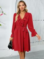 Midi Color sólido Nuevo en Dses para mujeres Elegantes y hermosas Características calientes Kpop Mujer Manga larga Ds con curvas Xxl - details 6