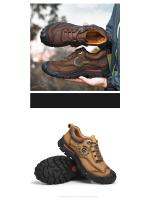 Zapatos de senderismo de cuero genuino para hombre, zapatillas de escalada anticolisión para acampar al aire libre, con cordones, Trekking - details 17