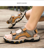 Sandalias de piel de vaca de primera capa para exteriores, sandalias de senderismo de verano, zapatos de playa con punta abierta - details 8