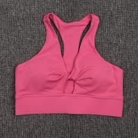 Top corto de nailon para Yoga para mujer, sujetador deportivo para gimnasio, almohadilla para el pecho, Top transpirable ajustado elástico extraíble, 6 colores - details 8