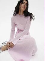 Primavera otoño cuello redondo elástico vestidos largos de punto mujeres 2025 elegante suave señora ahuecado suéter vestidos mujer nuevo - details 1