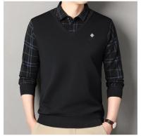 Suéter a cuadros para hombre, jersey de lana, ajustado, elegante, de lujo, falso, de punto, de dos piezas - details 14