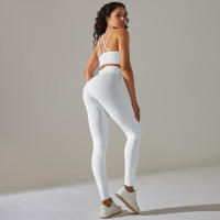 Conjunto de Yoga Sin Costuras para Mujeres Chaleco de Entrenamiento, Pantalones, Sujetador, Shorts de Gimnasio, Leggings de Correr de Cintura Alta Conjuntos Deportivos - details 13