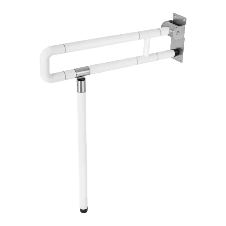 Barra de agarre de seguridad para inodoro plegable, barra de agarre blanca en forma de L para discapacitados, Asa de asistencia para baño y ducha, Riel de mano para inodoro - 1
