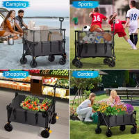 Carrito de Playa de 200L Carrito Plegable para Jardín con Mango Ajustable y Portavasos - details 5