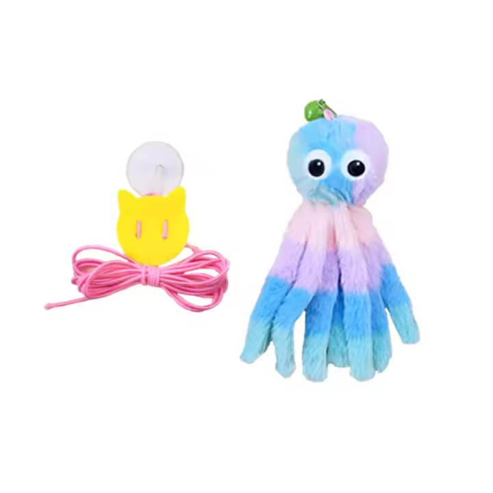 Juguete Para Gatos Colgante De Puerta Pulpo De Peluche Atractivo Para Morder Con Ventosa Interactivo Para Gatos Jóvenes Y Adultos Suministros Para Mascotas - 1