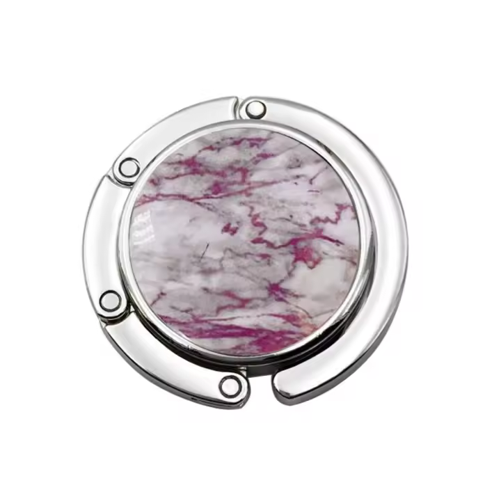 Soporte de bolso con patrón de mármol portátil, colgador de maletín, gancho de bolso, monedero plegable - 1