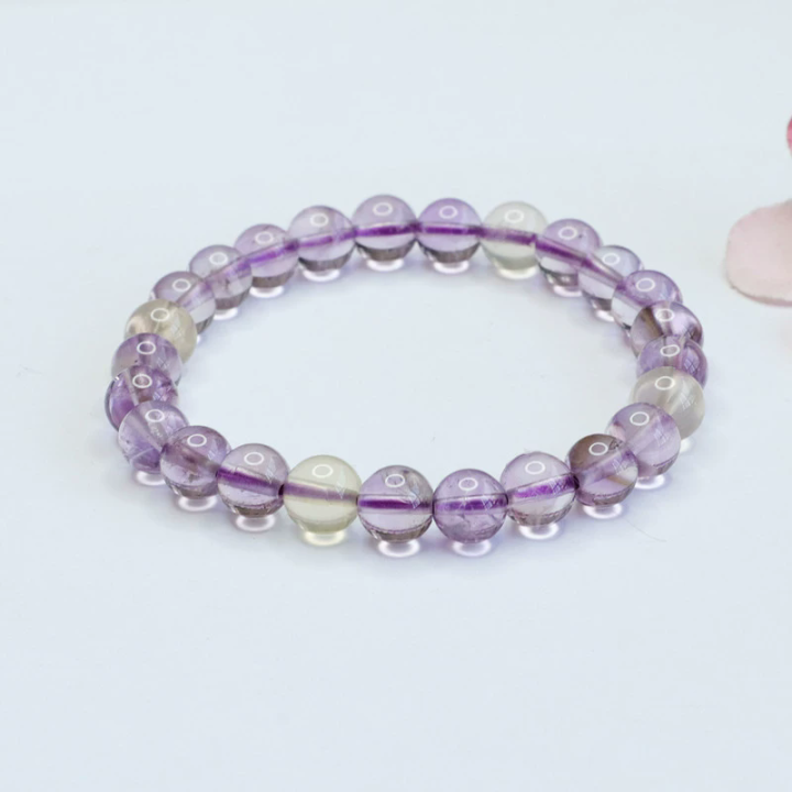 Pulsera de cuerda de mano de citrino de ametista natural