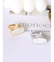 Anillo de Acero Inoxidable con Diseño de Concha Geométrica de Plata-Oro-Maple Leaf - details 5