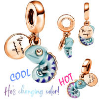 Camaleón que cambia de color y caja de regalo, colgantes de mariposa, cuentas, pulsera Original de Plata de Ley 925 para fabricación de joyas - details 1