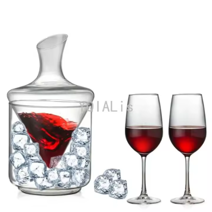 Viene con cubo de hielo, vaso sin plomo, whisky, vodka, brandy, bar, festival, botella de cadera, juego de vino, 1000 ml - 1