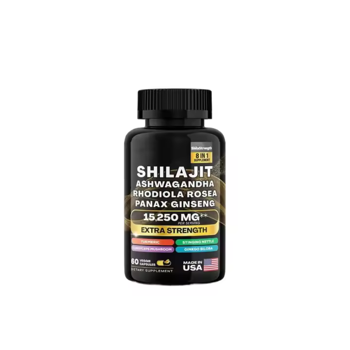 Cápsulas SHLAJIT, Ashwagandha, Rhodiola, Ginseng - 15,250 mg - 1