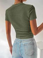Camisa de manga corta tejida, Tops, Camisas, Ropa de mujer, Y2K, Regalos para mujeres - details 8