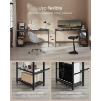 Escritorio con 2 Estantes a la Izquierda o a la Derecha, Mesa de Trabajo, para Salón Oficina, Estructura de Acero, Industrial, Negro Ébano LWD047B16 - details 68