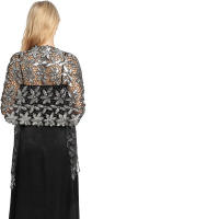 Mantón de mujer con lentejuelas, mantón elegante con patrón de flecos de encaje, camisa roja de honor vintage, vestido, fiesta - details 6
