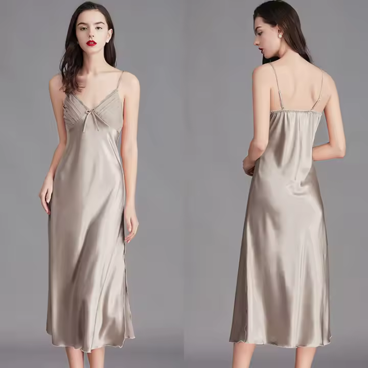 Camisón de satén largo para mujer, camisones de verano con tirantes ajustables, lencería, camisón ligero y suave para dormir. - 1