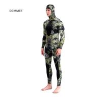 Traje de neopreno de camuflaje de 3mm con capucha de fisión de manga larga 2 piezas de neopreno sumergible para hombres traje de buceo impermeable que mantiene el calor - details 4