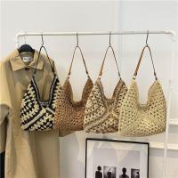 Bolso de ganchillo de paja de verano a la moda, bolso de hombro tejido para ocio en la playa, bolsos de mujer informales para vacaciones, señoras/niñas - details 7
