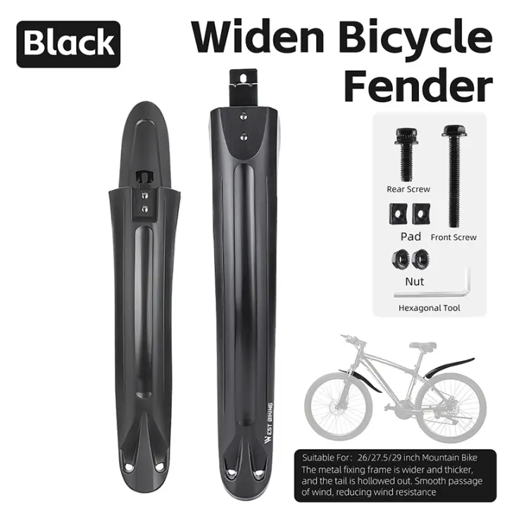 WEST BIKING-guardabarros delantero y trasero para bicicleta de montaña, alargador ancho de 26 "/27,5"/29 ", accesorios de liberación rápida - 1