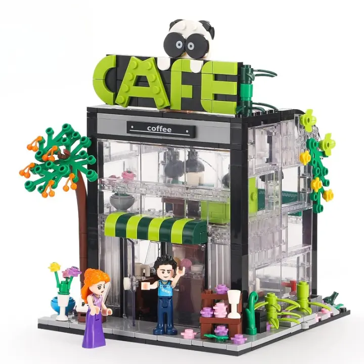Juego de construcción de casa de flores, Kit de construcción de cafetería con vista a la calle, regalos creativos para adultos y niños, cumpleaños y Navidad (cafetería) - 1