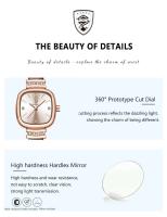 Reloj de Cuarzo de Lujo para Mujer Diseño Cuadrado Correa de Cuero Resistente al Agua - details 9