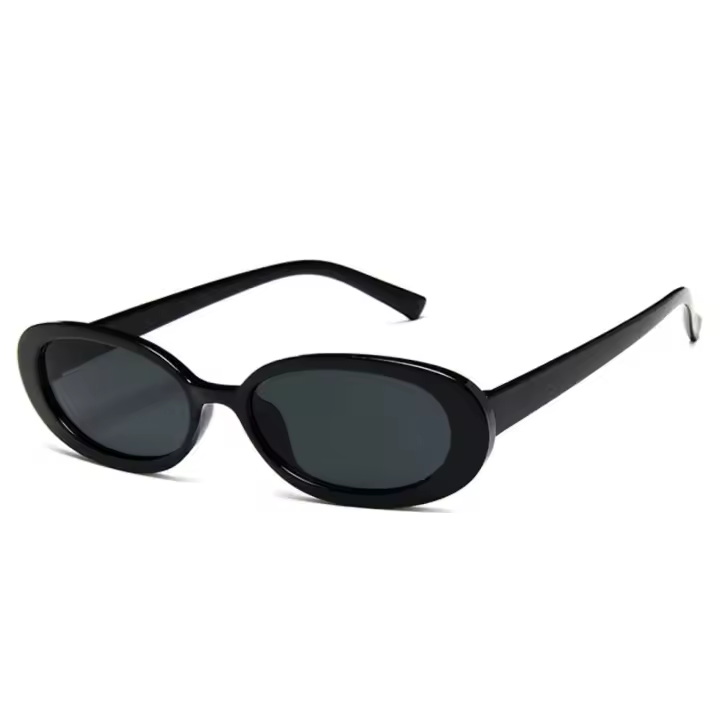 Gafas de sol ovaladas para mujer, lentes ovaladas pequeñas, combinación de colores vintage, negro y rojo - 1