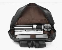 Mochila de viaje de cuero de PU para hombres, mochila escolar de negocios de color sólido, moda, bolso de hombro de cuero, tendencia de moda, viaje casual, mochila de computadora, estudiante - details 1