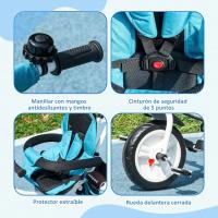Triciclo para Bebés 6 en 1 Evolutivo con Toldo Plegable, Mango de Empuje, Cinturón de Seguridad, Cesto de Carga 25kg Deportes y Aire Libre - details 11