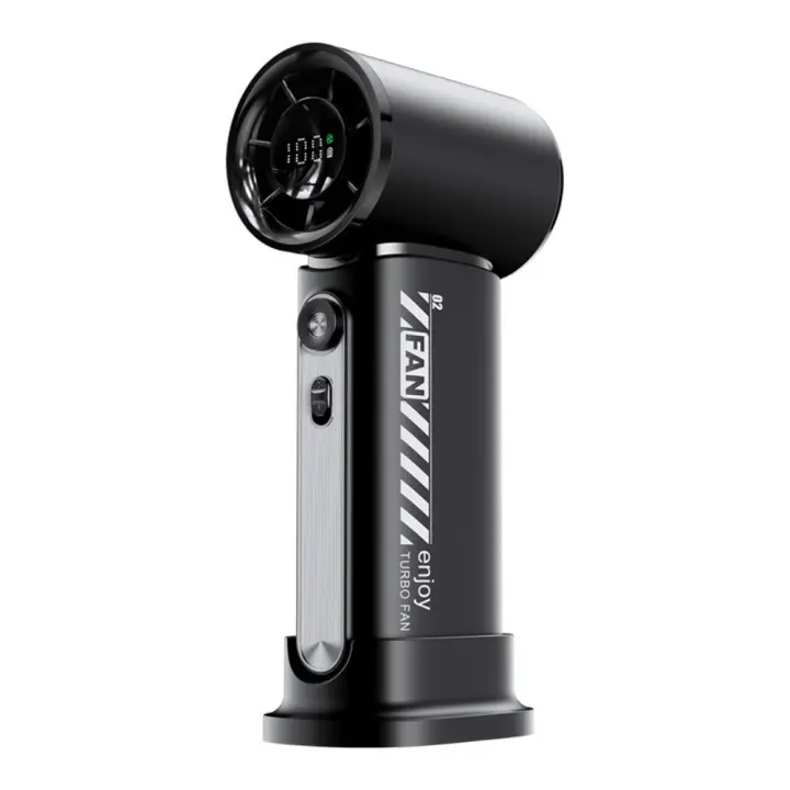 Con pantalla digital ventilador de mano USB recargable de alta velocidad mini ventilador personal 100 velocidades de viento ajustables de larga duración - 1