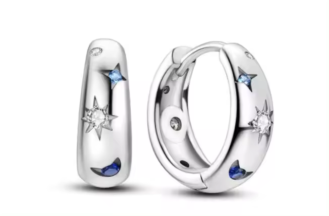Pendientes de Hechizo de Plata 925 para Mujeres LAZA Joyería Brillante con Forma de Corazón y Estrellas - 1