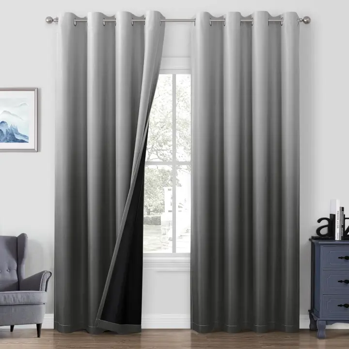 Cortinas de dormitorio 100% opacas, paquete de 2, Cortinas opacas y aislantes - 1
