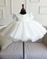 2024 Vestido de princesa dulce con cuello redondo blanco Primavera y otoño Bebé de Año Nuevo para niñas - details 1