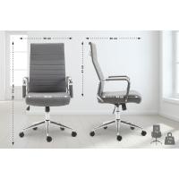 Silla De Oficina Kolumbus En Simil Cuero & Base De Metal con Ruedas I Silla De Escritorio Ergonómica & Regulable En Altura, Color:Gris - details 1