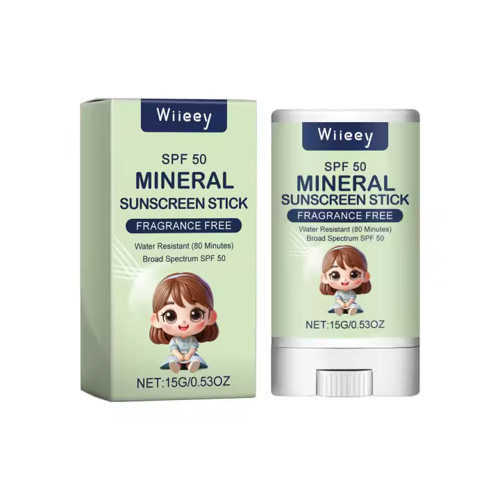 Barra de protección solar Mineral para niños, protección solar duradera, antiquemaduras solares, refrescante, suave y nutritiva, SPF50 +, barra de protección solar facial - 1
