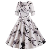Vestido de fiesta elegante de media manga informal con estampado floral para mujer - details 20
