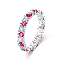 Anillo brillante de Plata de Ley 925 romántico sin tiempo amor rosa en forma de corazón mujeres boda citas fiesta joyería regalo mujeres niñas - details 0