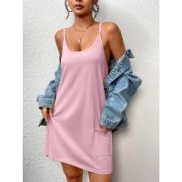 Camisón de Estilo Primavera-Verano para Mujeres en Casa Doble Uso de Seda y Lácteo Bolsillos - details 10