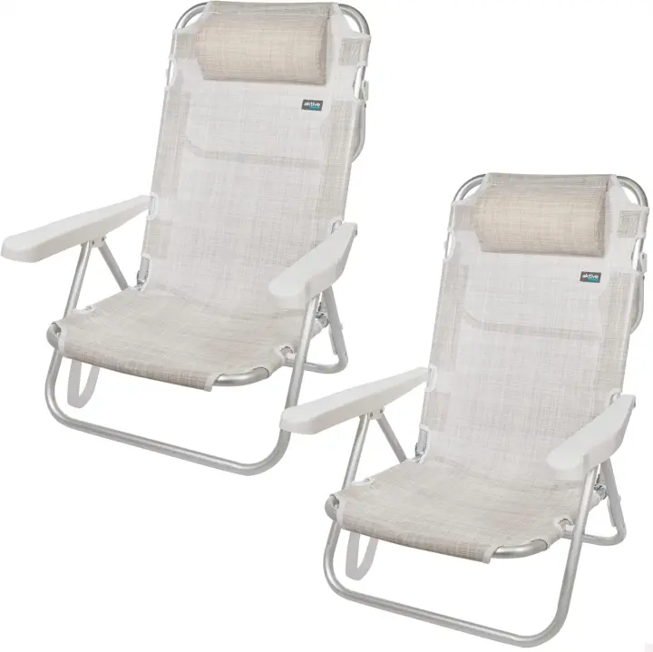 Set 2 Sillas Pleg Alu 5pos 60x47x83cmc/cojin-flamenco - 1