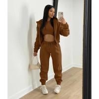 Conjunto de ropa de mujer de 3 piezas, suéter con capucha con forro polar, camiseta sin mangas y pantalones deportivos - details 8