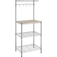 3 Estantería de cocina con tablas de madera, 45,7 D x 61 W x 151 H cm, Cromo - details 0