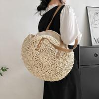 Bolso redondo de paja tejido a la moda, bolso de mano bohemio hecho a mano, bolso de hombro tejido de gran capacidad hueco, bolso de viaje - details 9