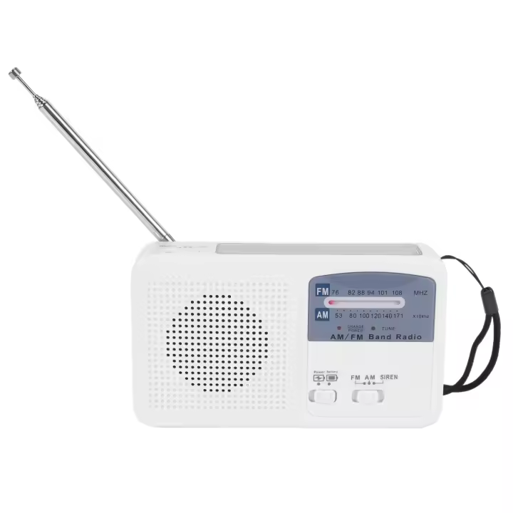 Radio de emergencia con manivela Solar y manual, autoalimentada, batería, carga USB, Radio FM/AM, linterna LED, cargador de teléfono - 1