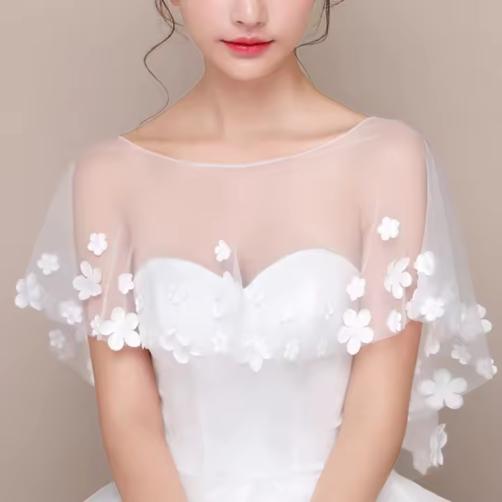 Chal elegante de tul para novia, capa suave para baile de graduación y noche, accesorios de boda - 1