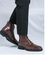 Zapatos de cuero de caña alta botas de hombre con cordones de negocios botas cortas - details 13