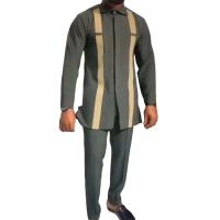 2024 Nuevo estilo de moda para hombres Camisa de manga larga + Pantalones con cuello Conjunto casual de 2 piezas - details 3