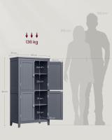 Mueble de Baño, Armario de Baño, Armario de Cocina, Armario Almacenaje con 4 Puertas, Estantes Regulables, 30 x 60 x 110 cm, Blanco - details 21