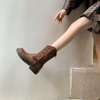 Botas de Vaquero Occidentales Retro Británicas Nuevas Botas Cortas para Mujeres Otoño 2025 - details 3