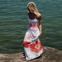 BUNO-Vestido Midi de malla con estampado Floral, traje largo con tirantes finos, cintura desnuda, a la moda, para vacaciones en la playa, Verano - details 6