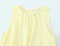 TRAFZA-vestido Midi elegante para mujer, vestidos informales de estilo de vacaciones de verano, sin mangas, lisos, con cuello redondo y dobladillo dividido - details 6